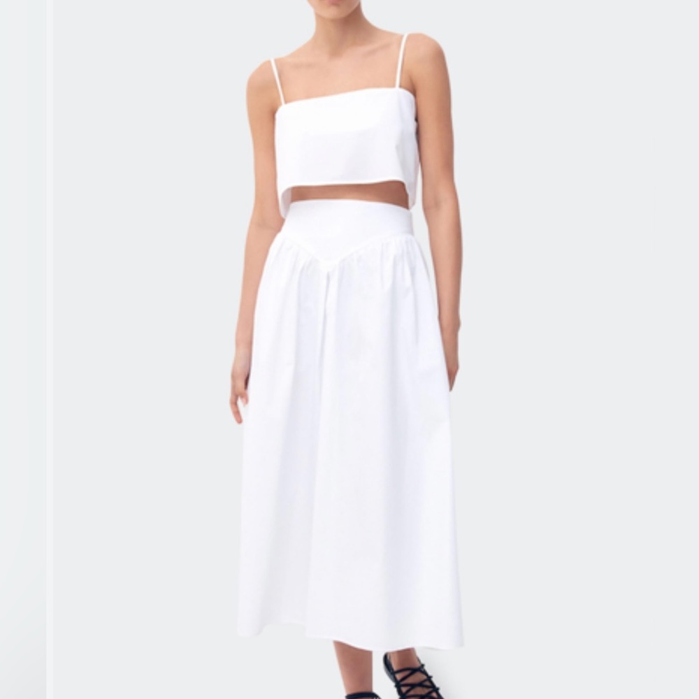 Bird & Knoll Two-Piece White Midi Skirt Set